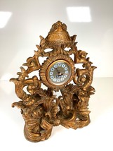 Vintage Kyo Mid Century Modern Gold Mantle/Desk/Table Clock MCM Boho 1990s - $73.87