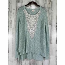 Mossimo Womens Sweater Mint Green With Cream Lace Size Large - £7.08 GBP