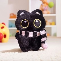 Cute Kawaii Goth Mini Black Kitty Cat w/ scarf Plush toy Keychain - $12.00