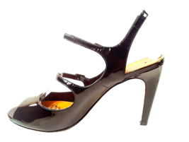 Women High Heel Black Size 9.5 VIA SPIGA Mary Jane Peep Toe Patent Leath... - $42.99