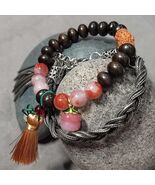 Certified Natural South Red Agate &amp; Ebony Wood Twin Bracelet Set | Bodhi... - $149.16+