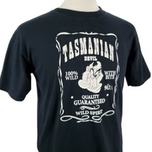 Tasmanian Devil Taz T-Shirt Medium Black Looney Tunes Flocked Print Jack Daniels - £12.60 GBP