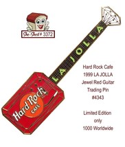 Hard Rock Cafe 1999 LA JOLLA Jewel Red Guitar 4343 Trading Pin - £10.14 GBP