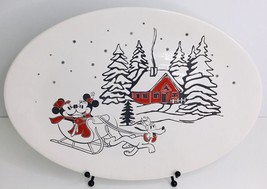 Oval Platter Disney Christmas Mickey and Minnie Mouse and Pluto Pulling Sleigh - £22.45 GBP