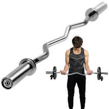 Rage Fitness Olympic EZ Curl Bar 47&quot;, 2&quot; Curling Barbell for Hip Thrusts... - £189.94 GBP