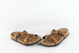 Vintage Birkis Birkenstock Womens 7 Pebbled Leather Buckle Cross Strap Sandals - £62.18 GBP