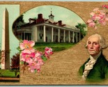 George Washington Cherry Blossoms Border Embossed Winsch Back DB Postcar... - $7.13