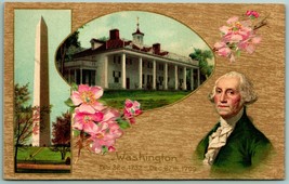 George Washington Cherry Blossoms Border Embossed Winsch Back DB Postcard G12 - £5.68 GBP