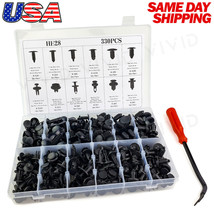 330pc Set Plastic Rivets Fastener Fender Bumper Push Clips with Tool for... - £17.38 GBP