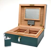 Brizard Golf Collection Humidor 60 / 70 ct and Gatsby Table Lighter  Made in USA image 2