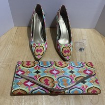 TORTA CALIENTE FOXY 2 Lot handbag/shoes Colorful  Pointed Heels Womens S... - $61.94