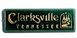 Clarksville Tennessee Courthouse Souvenir Pin Green Gold Lettering VTG T... - $9.99
