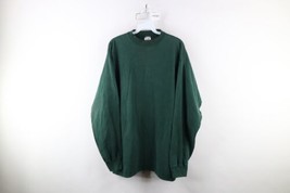 Vtg 90s Streetwear Mens XL Faded Blank Heavyweight Long Sleeve T-Shirt Green USA - £35.51 GBP