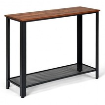 Metal Frame Wood  Console Sofa Table with Storage Shelf-Black - Color: B... - £81.63 GBP