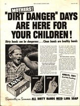 Vintage Magazine Ad 1952 Lava Soap Little Boy Baseball Dirt Danger d4 - £17.77 GBP