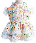 PetCircle Dogs White with Floral Print Lace Dress - Snap Closure - Size: XL - £5.38 GBP