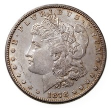1878 7TF Rev 1878 Silver Morgan Dollar in AU Condition, Mostly White - £71.43 GBP