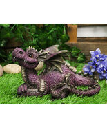 Whimsical Purple Comical Garden Dragon In Repose With Crossed Arms Figurine - $568.56 MXN