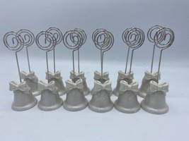 Lot of 11  White Place Setting Card Holders Bell Shaped Resin 1&quot; X 4.25&quot;... - $22.76