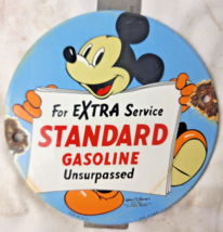 Vintage Walt Disney Mickey Porcelain Sign Pump Plate Gas Station Oil - £46.83 GBP