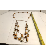 Necklace beaded layered brown yellow gold - $6.95