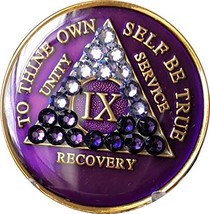 9 Year AA Medallion Purple Tri-Plate Transition Swarovski Crystal Chip IX - $19.79
