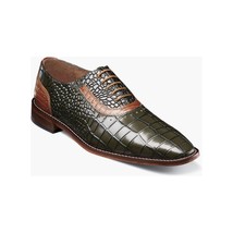 Stacy Adams Riccardi  Oxford Shoes Animal Print Leather 25575-302 Olive - £83.90 GBP