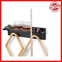Stylish 4-Cue Bamboo Rack Wall Mount with Drink Holder &amp; Ball Storage, 1... - $46.55