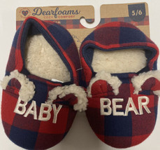 Dearfoams Infant/Toddler Baby Bear Plush Memory Foam Slippers Plaid Sz 5/6 - £6.97 GBP