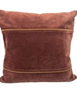 Eddie Bauer Home Suede Leather Pillow Cover Down Insert 18 x 18&quot; Brown W... - $53.36 CAD