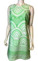 Just...Taylor Green and White Print Sleeveless Knit Shift Dress Size 12 - £11.19 GBP