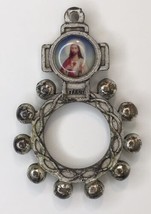 Prayer Rosary Finger Thumb Ring Medal Metal Religion Christianity Marked Italy - £4.50 GBP