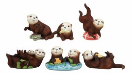 Ebros Colorful Nautical Pacific Sea Otters Family Miniature Figurines Set of 6 - £31.16 GBP