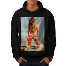 Wellcoda Sexy Hot Beach Lady Mens Hoodie, Naked Casual Hooded Sweatshirt - £25.84 GBP+