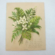 Antique Victorian New Years Card White Floral Blossoms Spray Flower Bouquet - £7.96 GBP