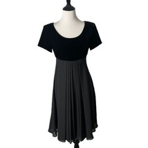 Gillian Women Black Velvet Dress Vintage Pleated Formal Flare Semi Forma... - £23.73 GBP