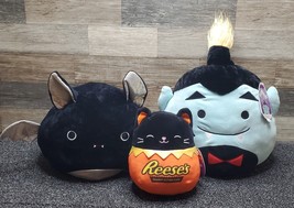Squishmallows - Lot of 3 - Pumpkin/Black Bat (Reversable) Drake the Vamp, Reeses - £37.94 GBP