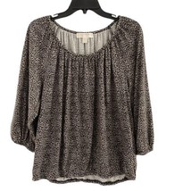Michael Kors L Large Pullover Womens Brown Animal Print Round Neck 3/4 S... - £11.98 GBP