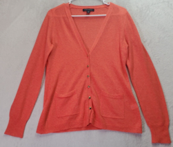 Banana Republic Cardigan Sweater Women Petite PM Orange Long Sleeve Button Front - £15.53 GBP