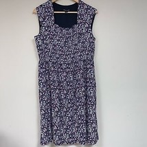 Mini Dress Women’s Large Purple Black Micro Floral Sleeveless Spring Summer  - £23.74 GBP