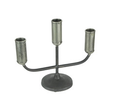 Primitive Design Rolled Steel Triple Taper Candle Stick Holder - £13.55 GBP