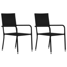 Garden Dining Chair Set of 2 Black PE rattan, steel - $2,644.51 MXN