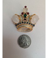 1998 Trifari Alfred Philippe Crown Brooch Pin Moonstone Jewel - $3,564.59 MXN