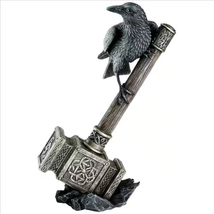 Raven Guardian of Thor&#39;S Thunder Hammer Mjolnir Statue Symbol of Norse Power - £37.96 GBP