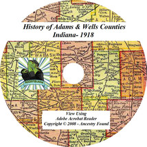 1918 History Genealogy ADAMS &amp; WELLS County Indiana IN - £4.61 GBP