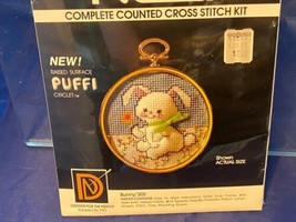 Designs For the Needle Counted Cross Stitch Craft Kit NIP Puffi Bunny Ci... - $12.19