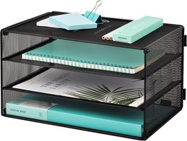 Black Easepres Paper Organizer Tray, 3 Tier Mesh Desk File Organizer Letter - $39.95