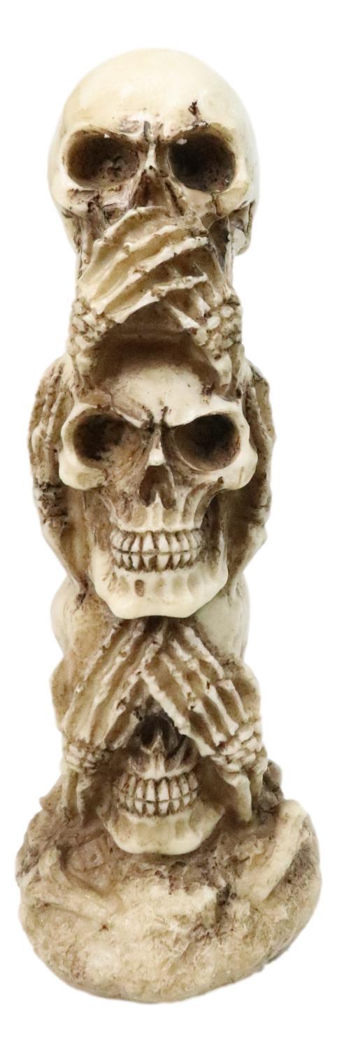Funny Triple Stacked See Hear Speak No Evil Skulls Home Decor Figurine 7&quot;H - $19.99