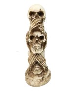 Funny Triple Stacked See Hear Speak No Evil Skulls Home Decor Figurine 7&quot;H - $376.28 MXN
