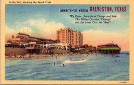 Beach Front Greetings from Galveston Texas Postcard PC3 - £3.98 GBP